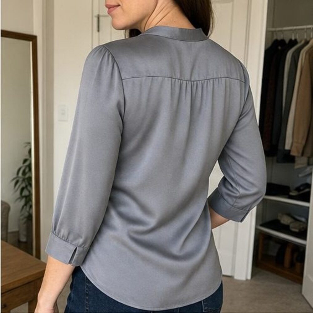 Gray Pleated Blouse - Picture 3 of 6